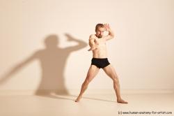 Underwear Martial art Man White Moving poses Athletic Short Blond Dynamic poses Academic